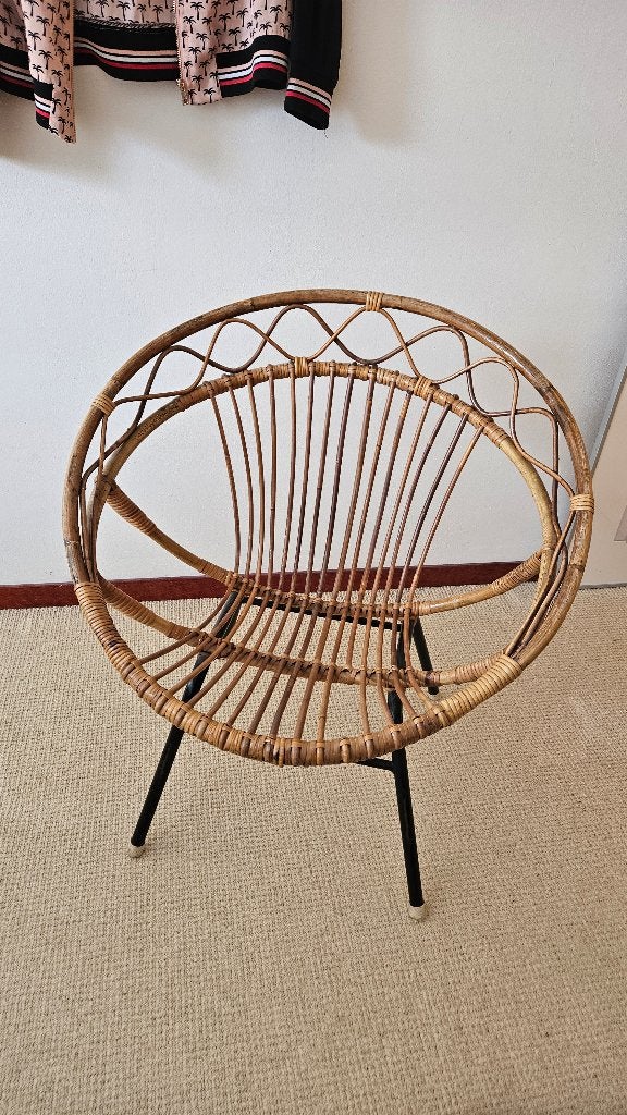 Rotan vintage stoeltjes, Ophalen, Gebruikt, Bruin, Riet of Rotan