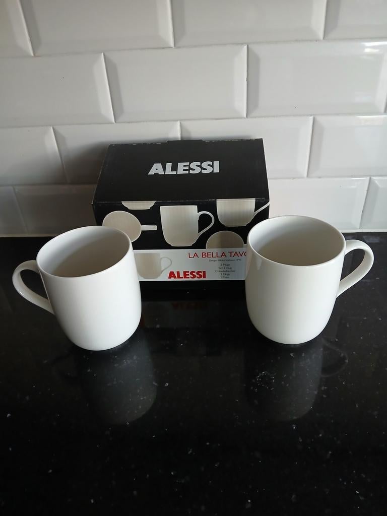 Alessi mokken - La Bella Tavola - Set van 2, Nieuw, Ophalen of Verzenden, Effen, Kop(pen) en/of Schotel(s)