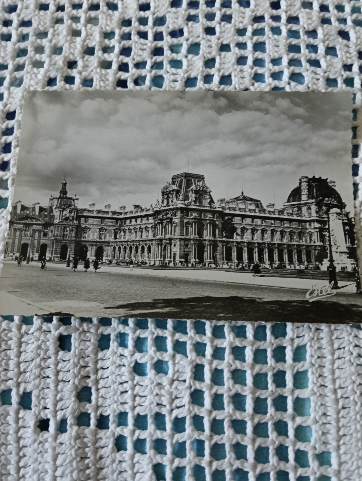 Vintage Ansichtkaart Parijs Louvre Zwart-Wit, Ophalen of Verzenden