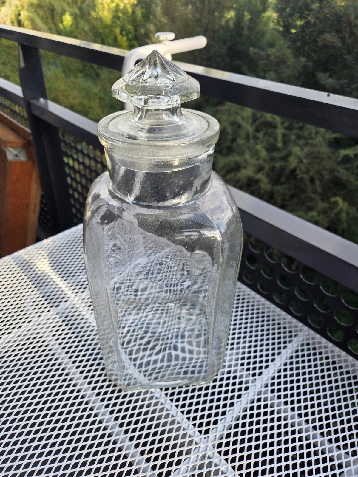 Grote Vintage Glazen Apothekerspot met Deksel, Antiek en Kunst, Ophalen of Verzenden