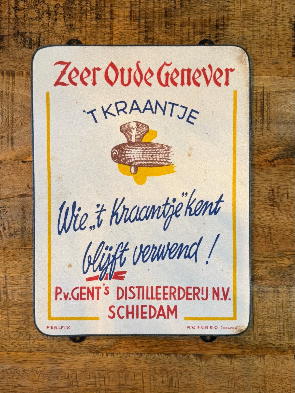 Emaille Reclamebord 't Kraantje Jenever, Ophalen of Verzenden, Reclamebord