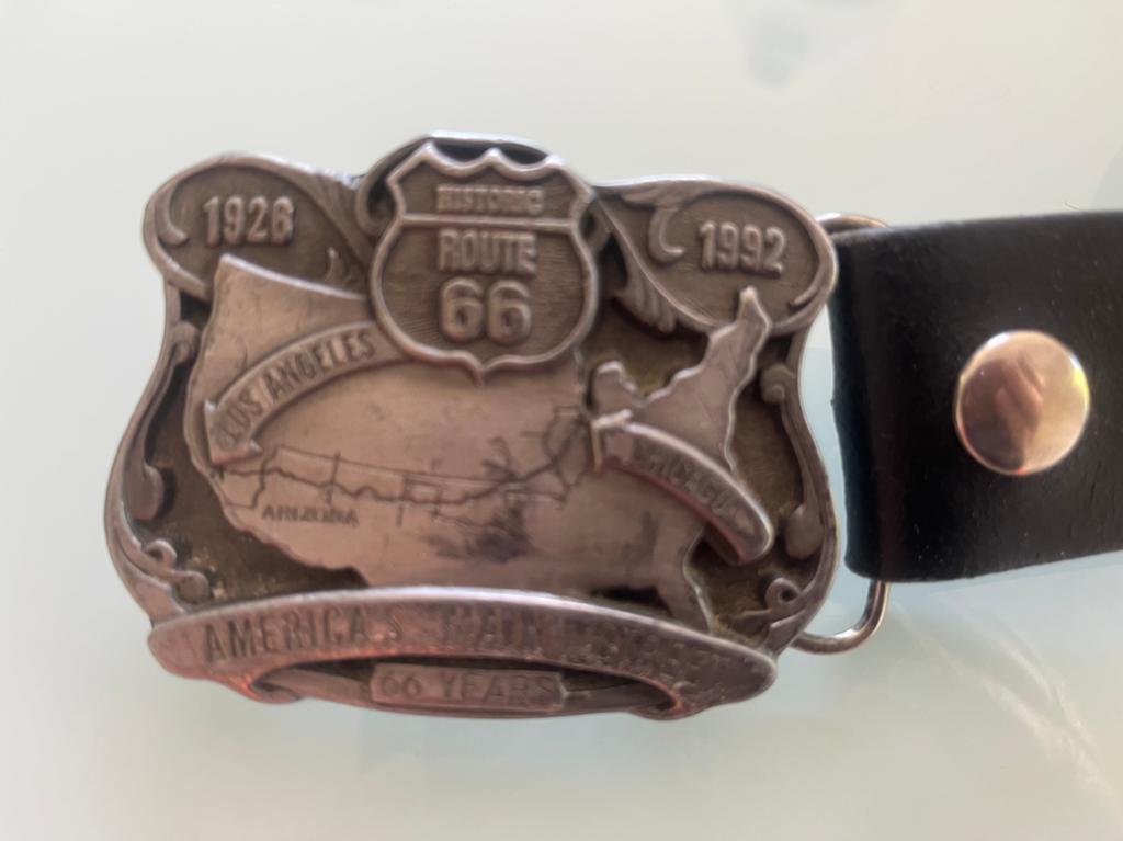 Route 66 gesp met leren riem, Kleding | Dames, Riemen en Ceinturen, Ophalen of Verzenden, Gedragen, Bruin, 80 tot 90 cm
