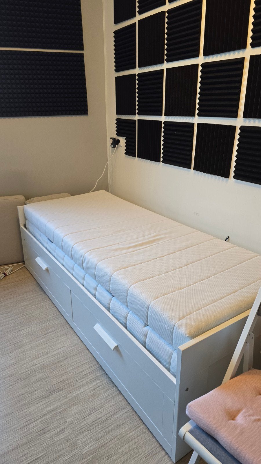 IKEA Brimnes Dagbed met 2 matrassen (160x80), Ophalen, Verstelbaar, Wit, Tweepersoons