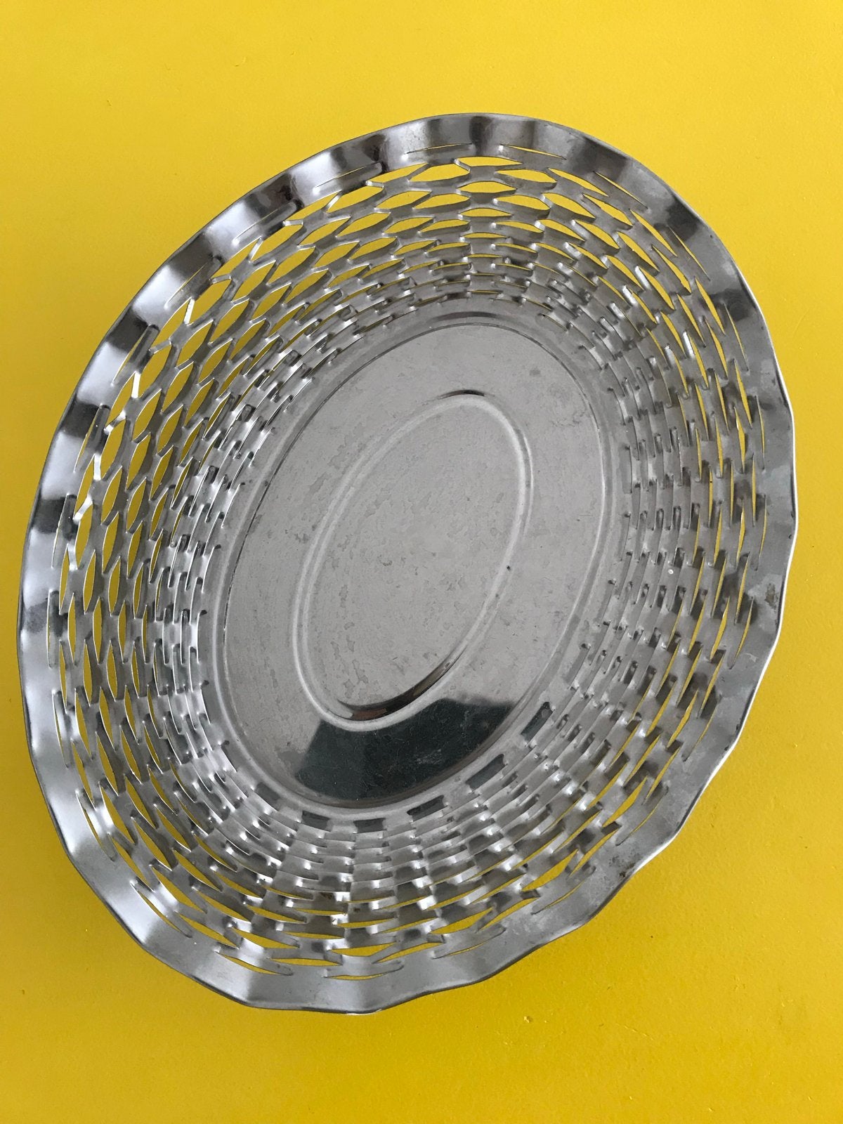Decoratieve metalen schaal, ovaal, zilverkleurig, Antiek en Kunst, Ophalen of Verzenden