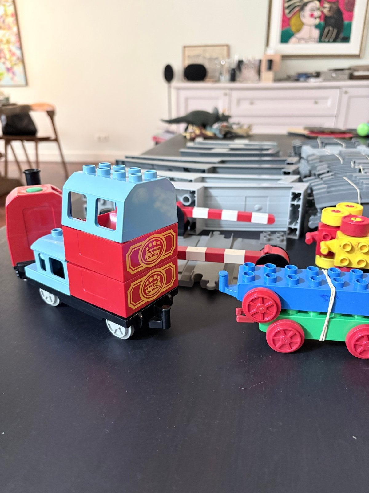 Grote set Duplo electrische trein met rails en wagons., Kinderen en Baby's, Speelgoed | Duplo en Lego, Ophalen, Gebruikt, Duplo