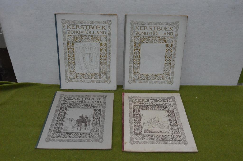 4 antieke kerstboeken voor Jong Holland 4 delen uit 1913/`16, Ophalen of Verzenden, Gebruikt