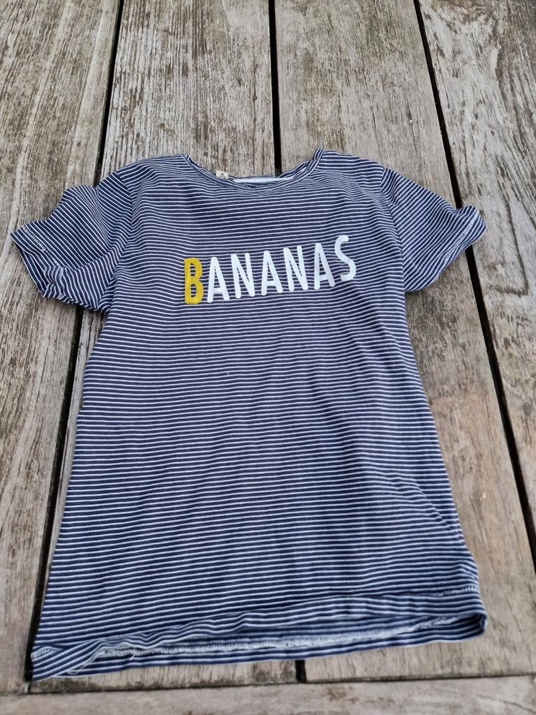 T shirt 128 Brain&Nephew bananas gestreept, Brain and Nephew, Ophalen of Verzenden, Zo goed als nieuw, Shirt of Longsleeve