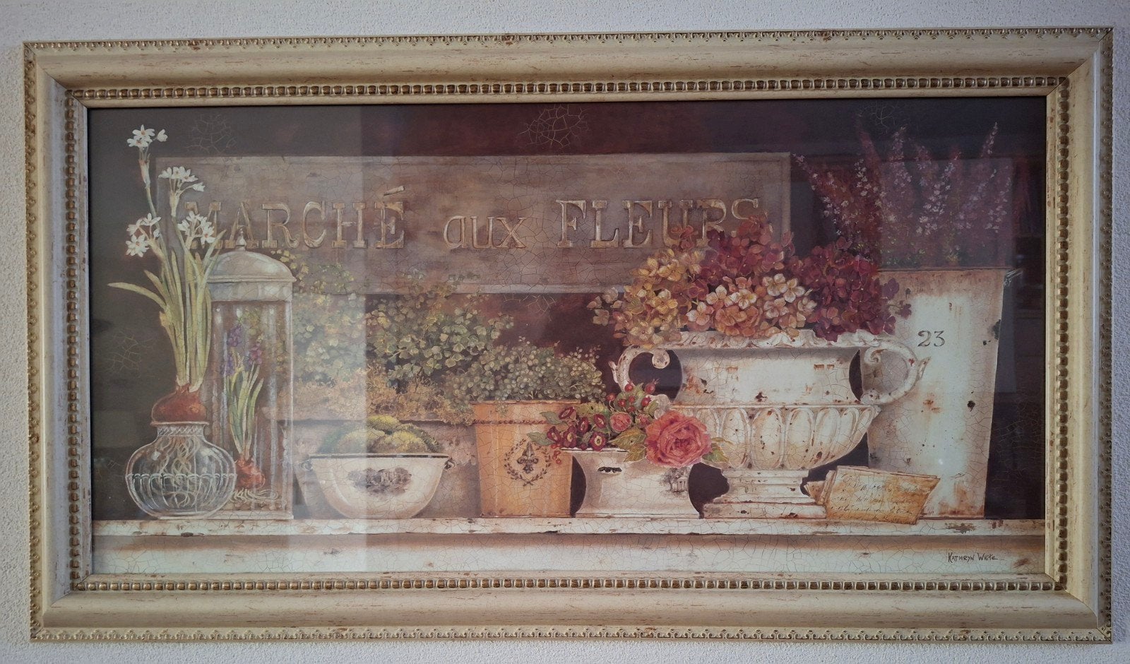 Sfeervol schilderij 'Marché aux Fleurs' van Kathryn White, Antiek en Kunst, Ophalen