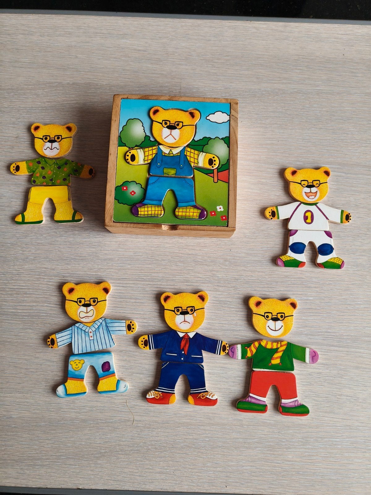 Houten legpuzzel beertjes, Ophalen of Verzenden, 10 tot 50 stukjes, Zo goed als nieuw, 2 tot 4 jaar
