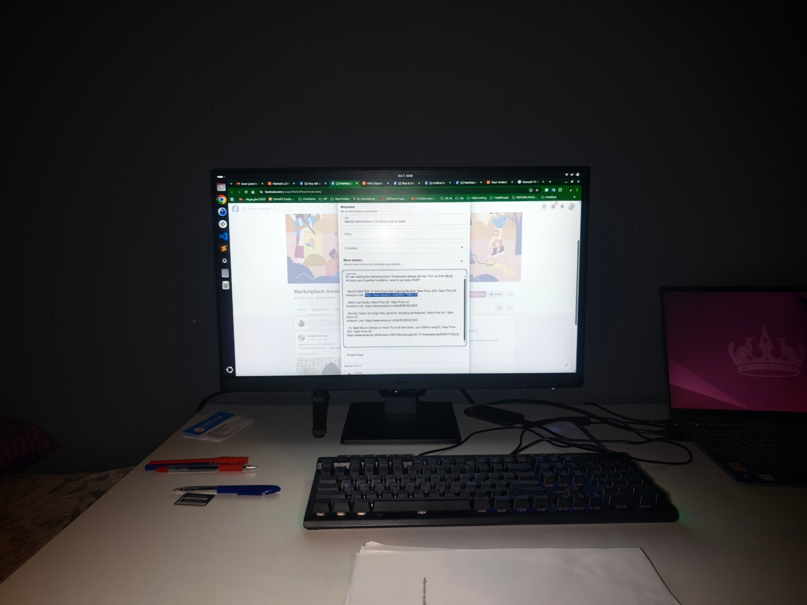 Benq 27 inch monitor - Zo goed als nieuw, IPS, Full HD, Zo goed als nieuw, DisplayPort