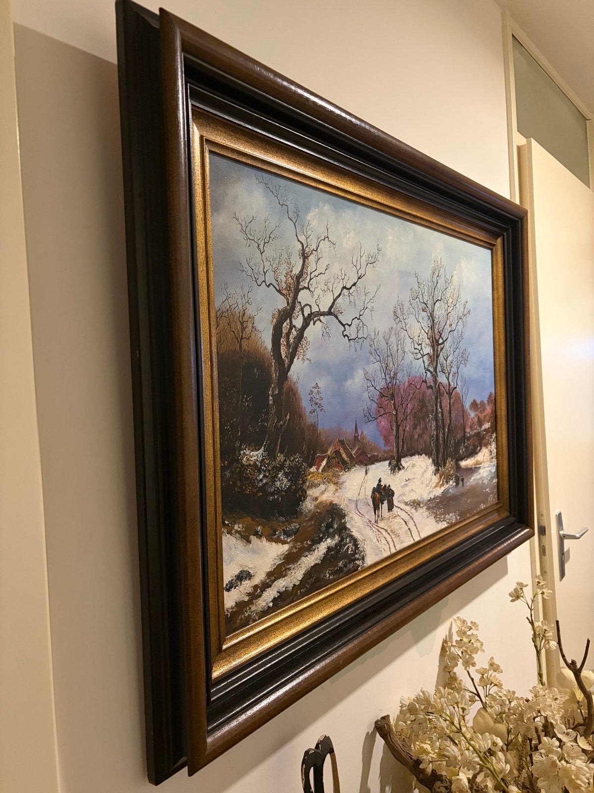 Schilderij Winterlandschap M. Dingemans, Antiek en Kunst, Kunst | Schilderijen | Klassiek, Doek, Ophalen of Verzenden, Gesigneerd