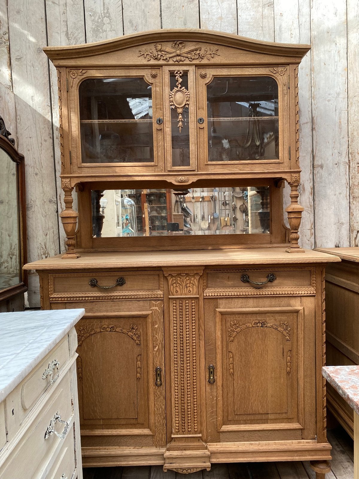Charmant Franse kast buffetkast met vitrine gedeelte, Antiek en Kunst, Ophalen
