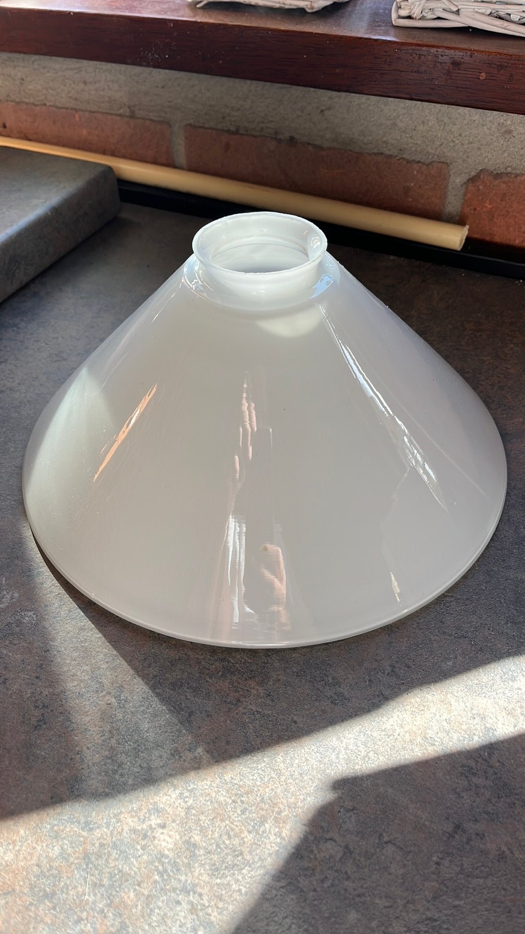 Glazen kap voor lamp, Huis en Inrichting, Lampen | Lampenkappen, Wit, Rond, Zo goed als nieuw, Glas