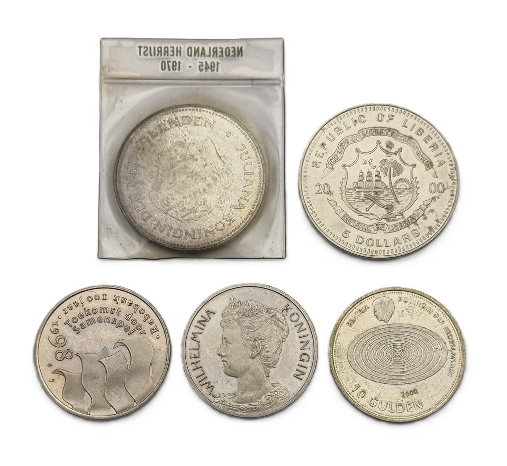 1391. Zilveren munten en herdenkingsmunten, 1970–2001, Ophalen, Koningin Juliana, Euro's, Zilver