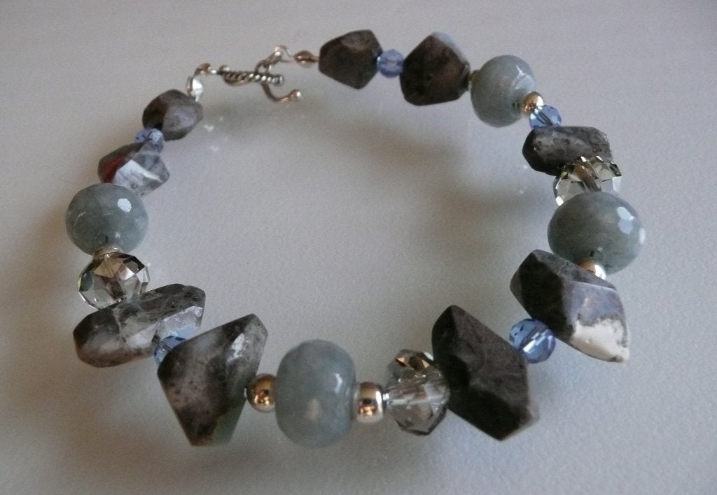 Armband Mila opaal-kristalglas facet-kwarts zilver, Ophalen, Nieuw, Grijs, Met bedels of kralen