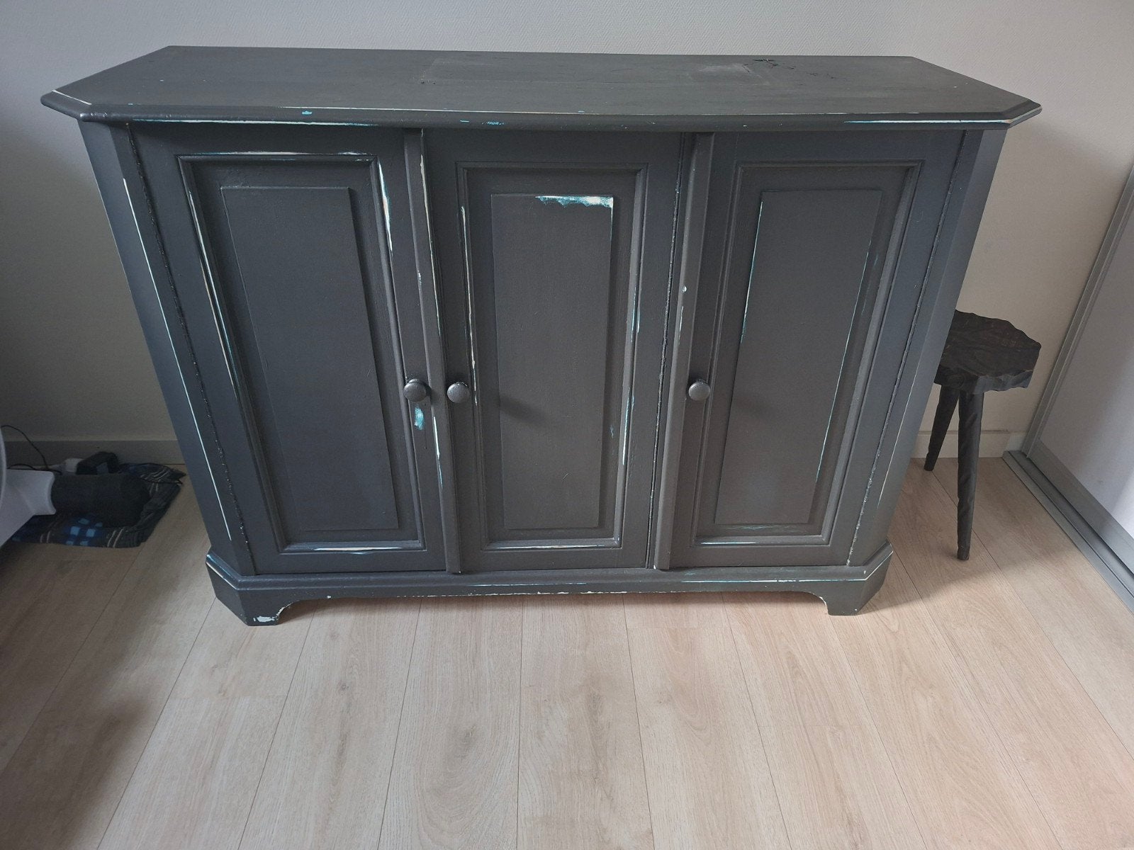 vintage commode, dressoir zwart 130x50x90 lxbxh, Ophalen, Gebruikt, 100 tot 150 cm, Grenenhout