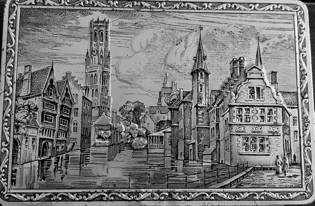 Afgeprijst verzilverd verzamelblik Belgie Brugge GBC 23x15x5, Verzamelen, Blikken, Ophalen of Verzenden, Gebruikt, Overige, Overige merken