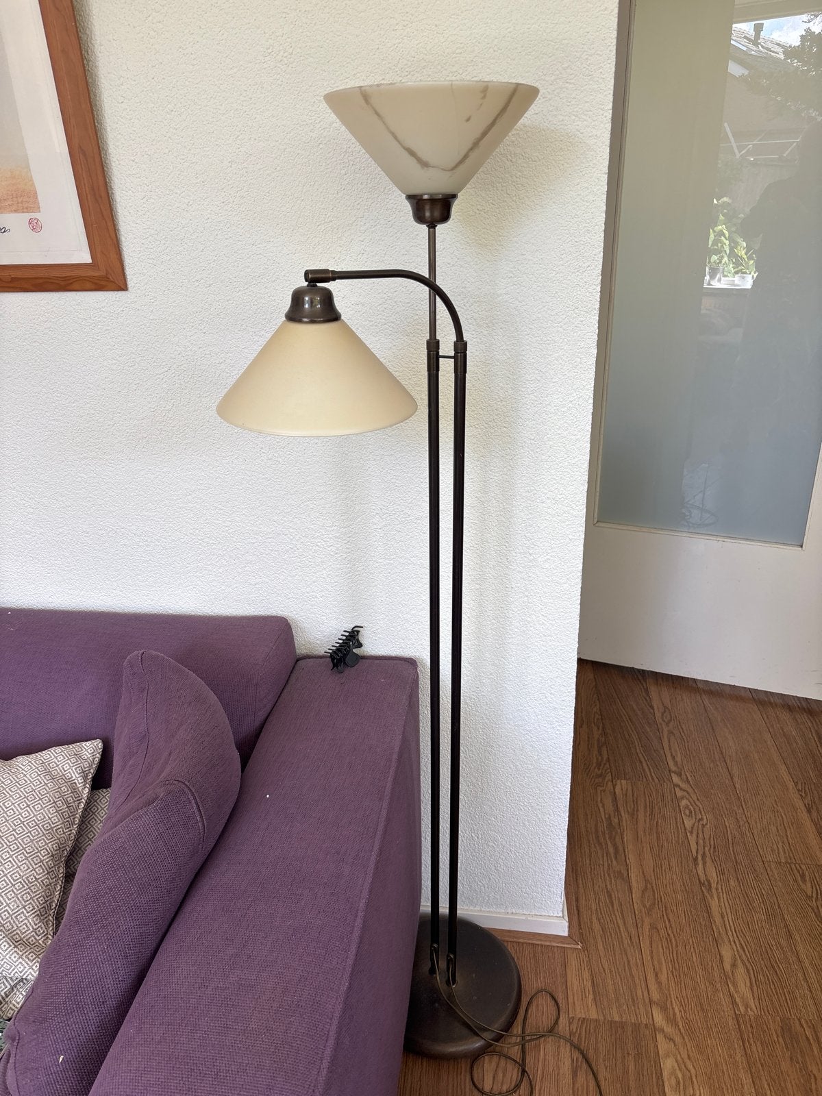 Stijlvolle vloerlamp met leeslamp - lichte beschadiging, Ophalen, Gebruikt, Metaal, 150 tot 200 cm