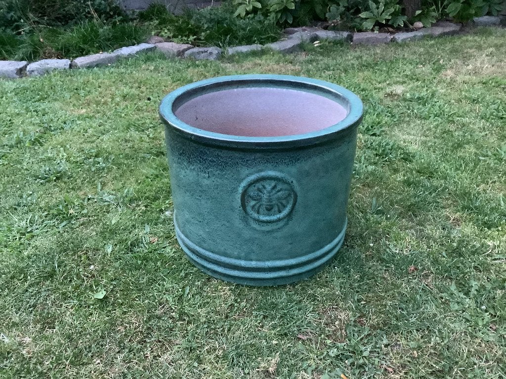 Bloempot NIEUW aqua groen 36cm 2x, Rond, Nieuw, Minder dan 40 cm, Aardewerk