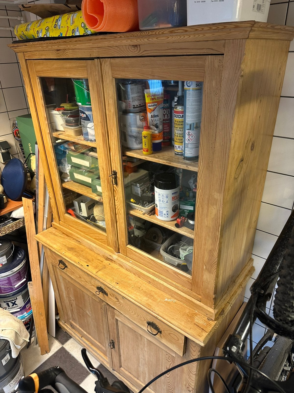 Antieke boeren grenen buffetkast, Huis en Inrichting, Ophalen, Gebruikt, Antieke boeren kast, 50 tot 75 cm