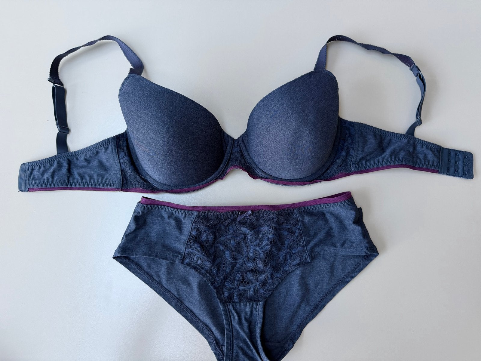 Esprit Lingerie Set - BH en Slip - Blauw met Kant, Ophalen of Verzenden, Blauw, Setje
