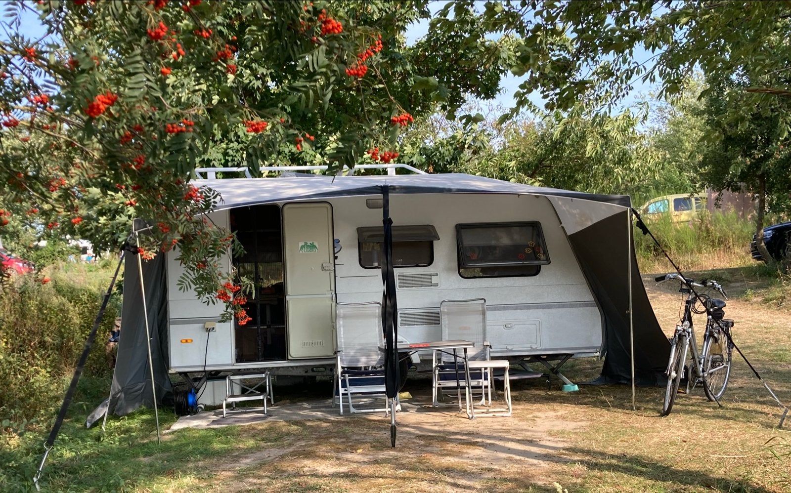 Dorema caravan panorama luifel peeslengte 8 meter, Ophalen, Gebruikt