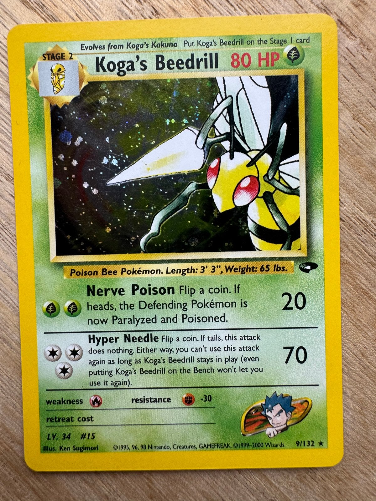 Koga's Beedrill Pokémon kaart (Gym Challenge 9/132), Ophalen of Verzenden, Losse kaart, Foil