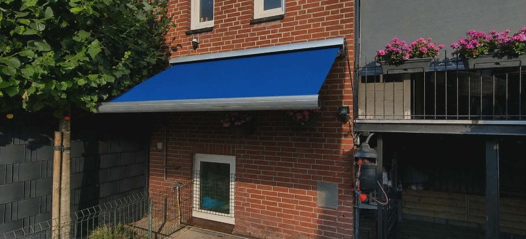 Elektrisch Somfy Verano zonnescherm, Tuin en Terras, Ophalen, Elektrisch, Zo goed als nieuw, 150 tot 300 cm