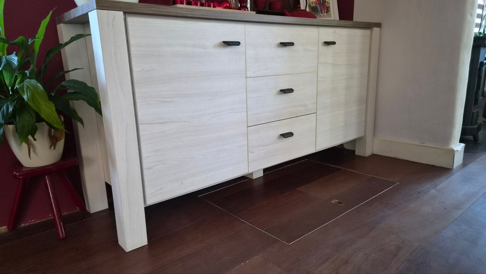 Dressoir Whitewash, Ophalen, 25 tot 50 cm, 150 tot 200 cm