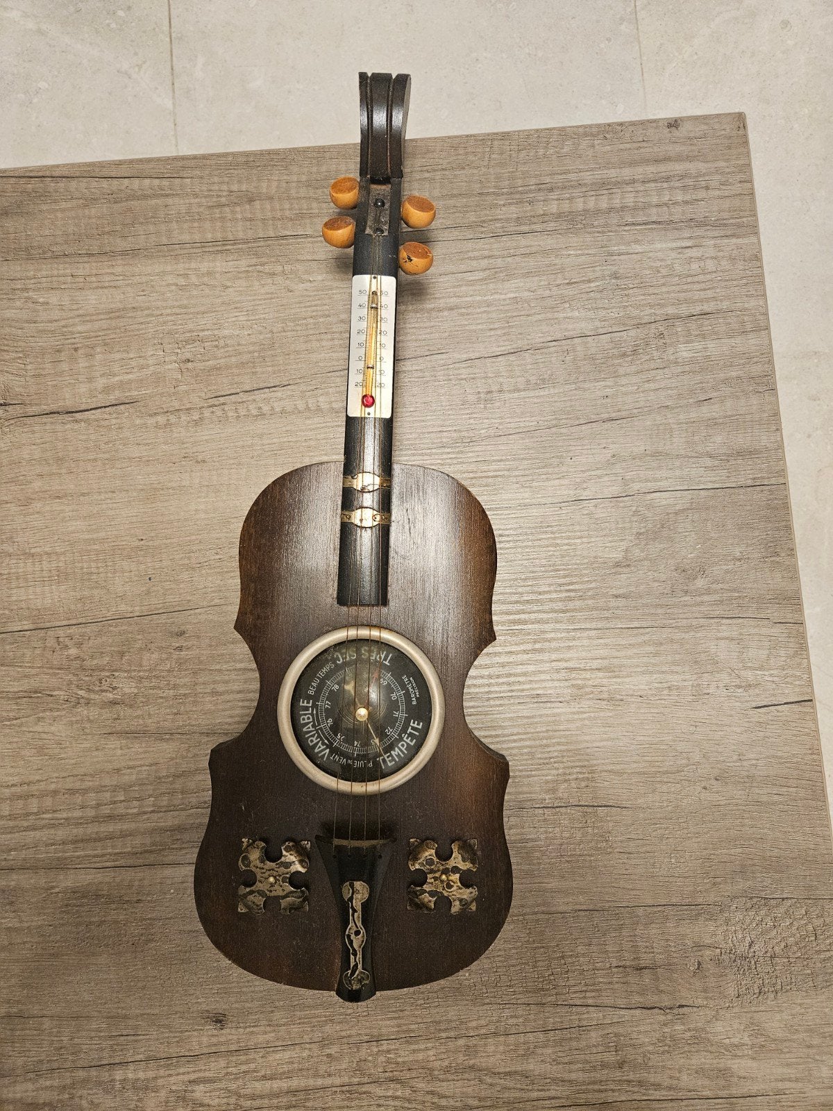 Antieke Viool Barometer en Thermometer, Ophalen of Verzenden