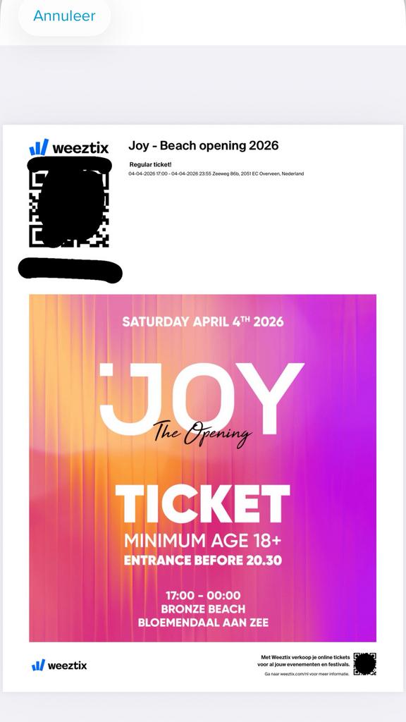 Joy Opening 2026 - 1x ticket regulier (4 Apr 2026), Tickets en Kaartjes, Eén persoon