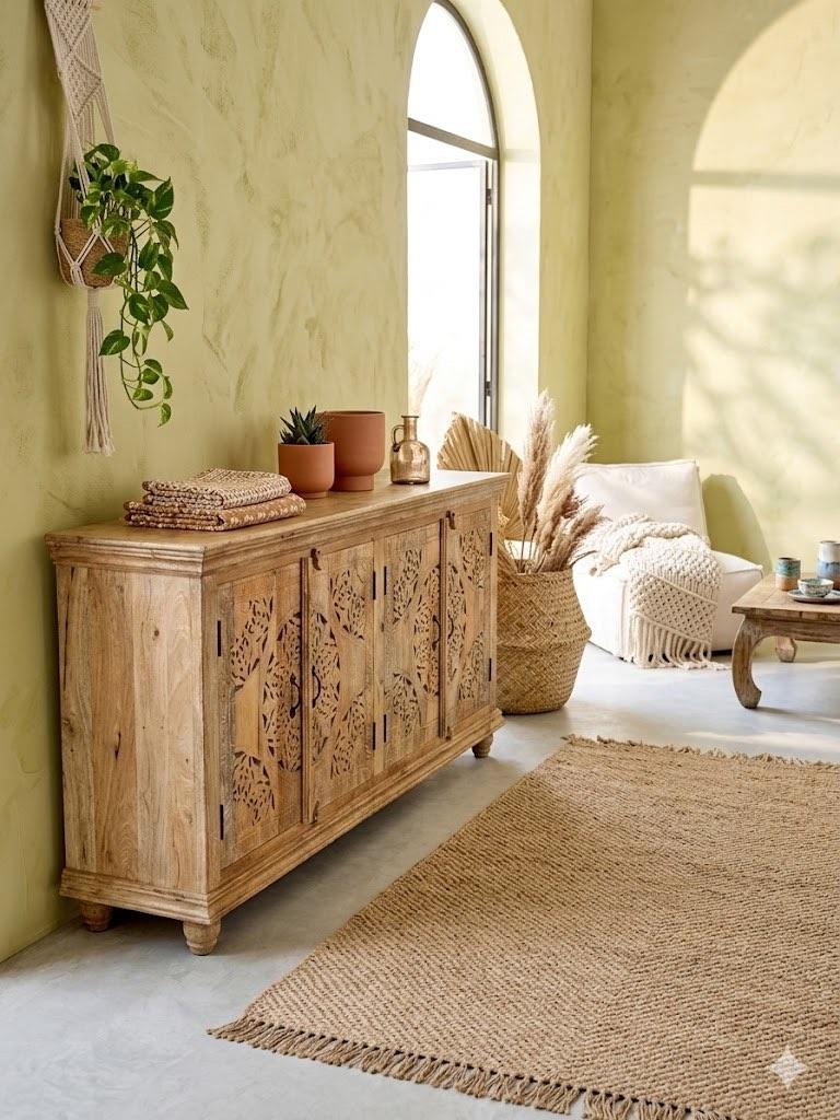 Uniek Nieuw Dressoir IBiza/Boho met de hand uitgesneden, Huis en Inrichting, Kasten | Dressoirs, Nieuw, 150 tot 200 cm, 25 tot 50 cm