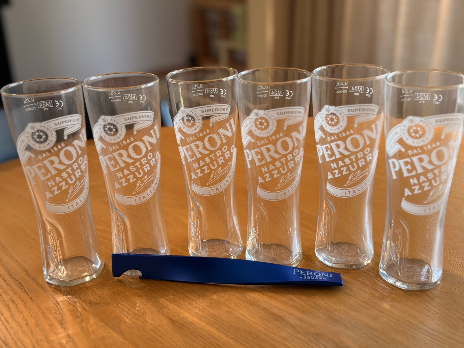 6 originele Peroni glazen, Ophalen of Verzenden, Nieuw, Overige typen