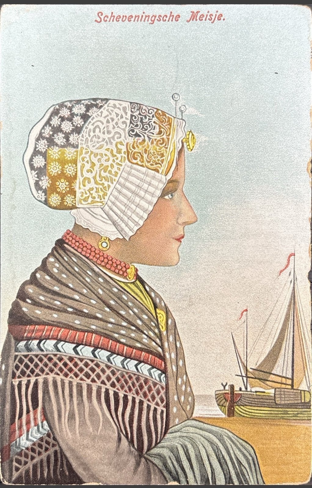 Schevenings meisje, klederdracht, Ophalen of Verzenden, Voor 1920, Ongelopen, Zuid-Holland