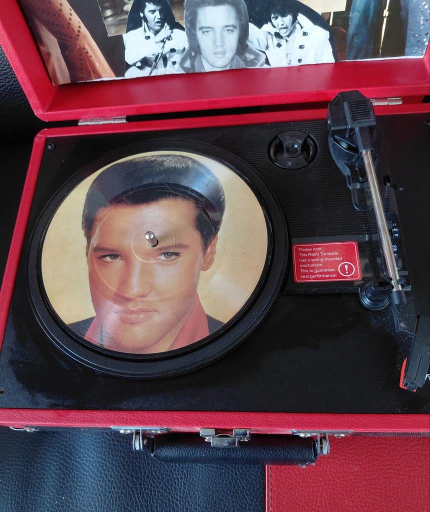 Vintage,  platenspeler,  elvis platenspeler,  met 2 singels, Ophalen of Verzenden, Gebruikt, Overige formaten