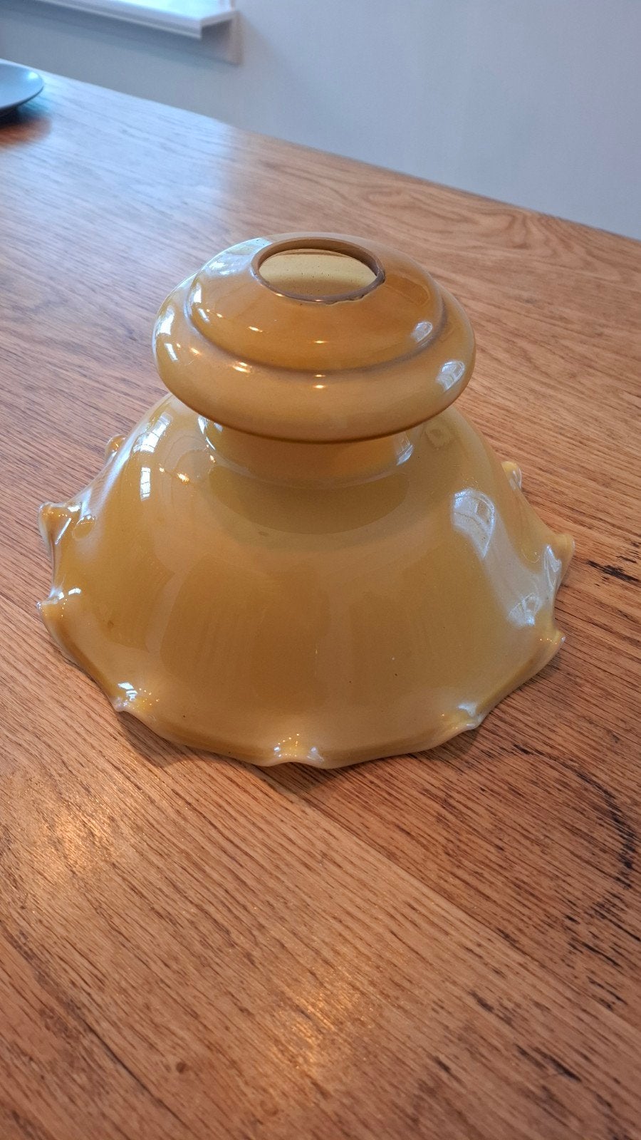 Vintage glazen lampenkap - Okergeel, Ophalen of Verzenden