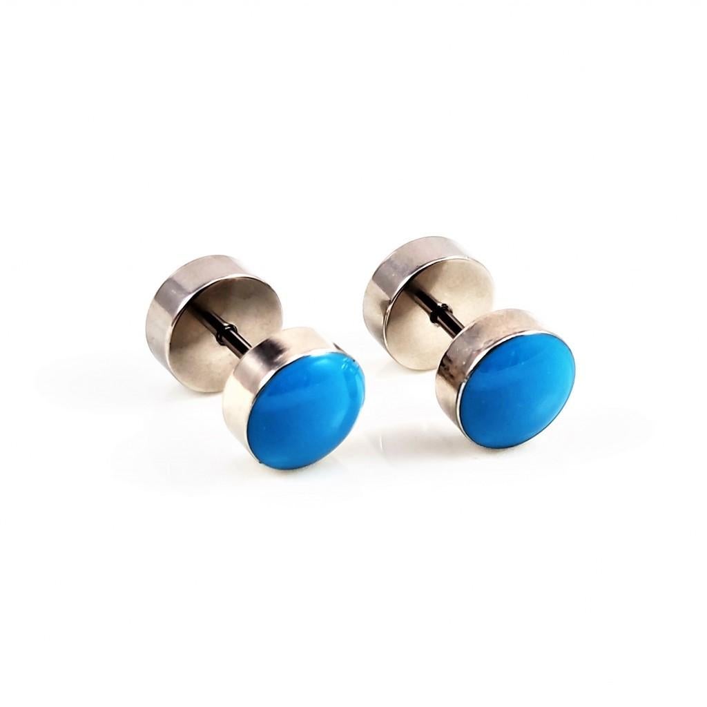 Pluggen zonder grote gaten - Blauwe RVS Studs Oorbellen, Sieraden, Tassen en Uiterlijk, Oorbellen, Overige materialen, Birgitta-Gracht 33, 6465 EL Kerkrade, Nederland