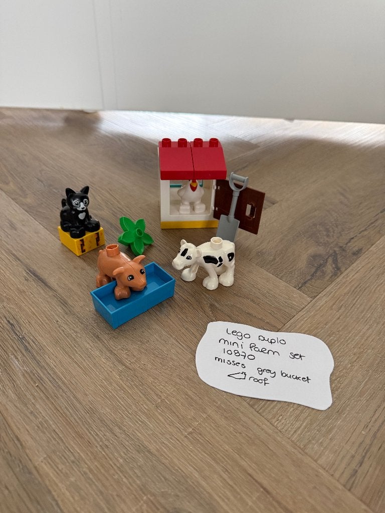 Heel goed Lego Duplo Mini Boerderij 10870 dieren set spelen, Overige thema's, Ophalen of Verzenden, Zo goed als nieuw, Inclusief minifiguren