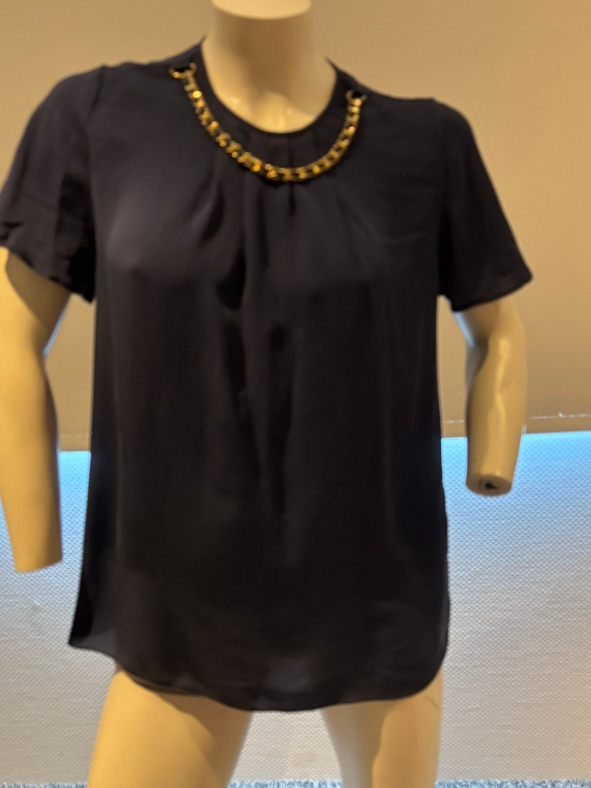 Michael kors blauwe zijde top met ketting maat m., Maat 38/40 (M), Blauw, Ophalen of Verzenden, Zo goed als nieuw