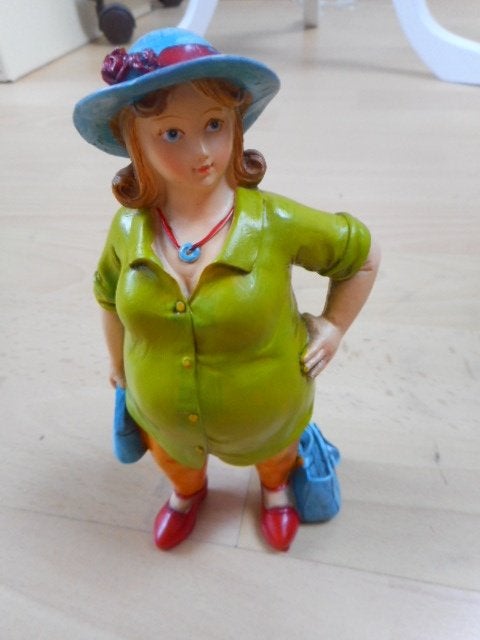 Vrolijke Dikkertjes beeldje met hoed en tasjes, Verzamelen, Ophalen of Verzenden, Gebruikt, Mens