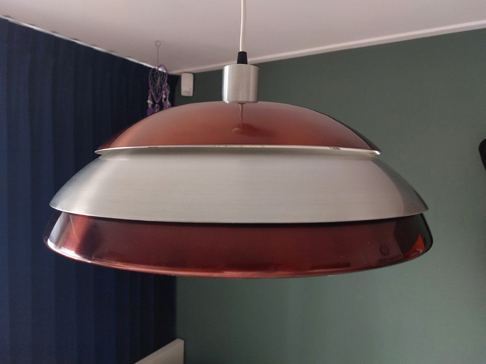 Vintage jaren 70's Philips hanglamp brons / aluminium, Ophalen