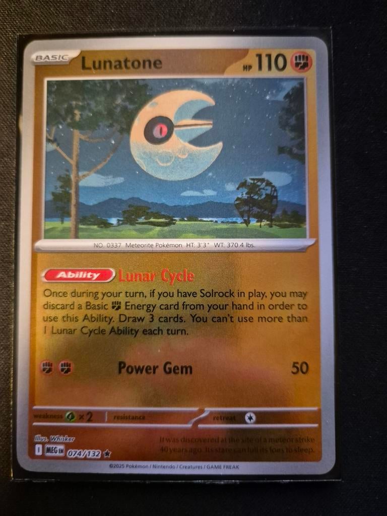 Pokémon Kaart: Lunatone 074/132 (MEG) - Basic 110 HP, Ophalen of Verzenden, Zo goed als nieuw, Losse kaart