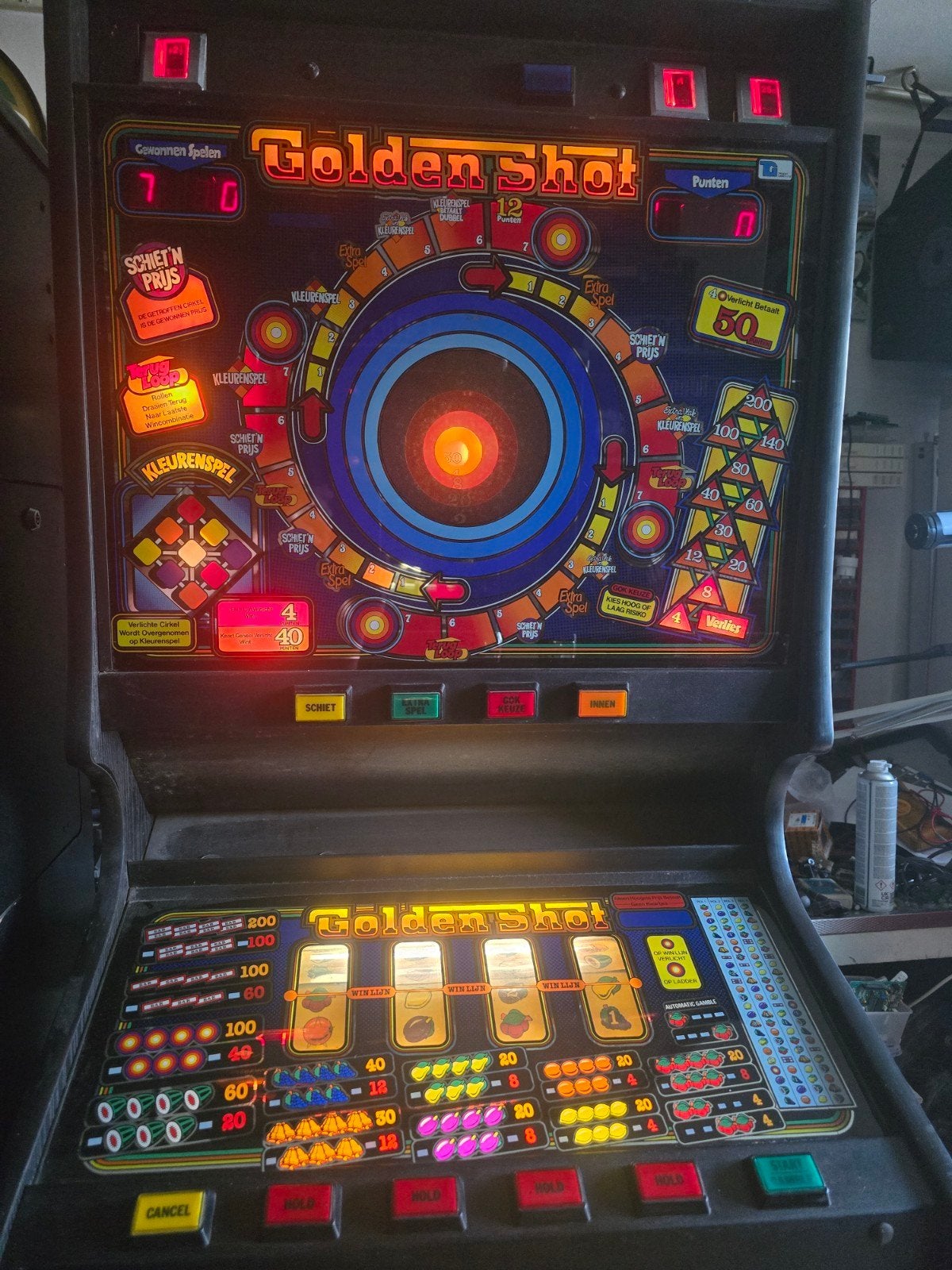 Golden Shot fruitautomaat - Klassieke speelautomaat, Verzamelen, Automaten | Gokkasten en Fruitautomaten, Gulden, Ophalen, Gebruikt