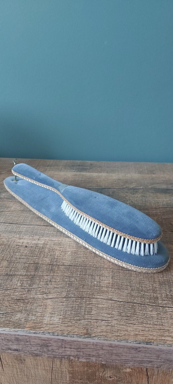 Vintage Kledingborstel - Blauw Fluweel, Ophalen of Verzenden