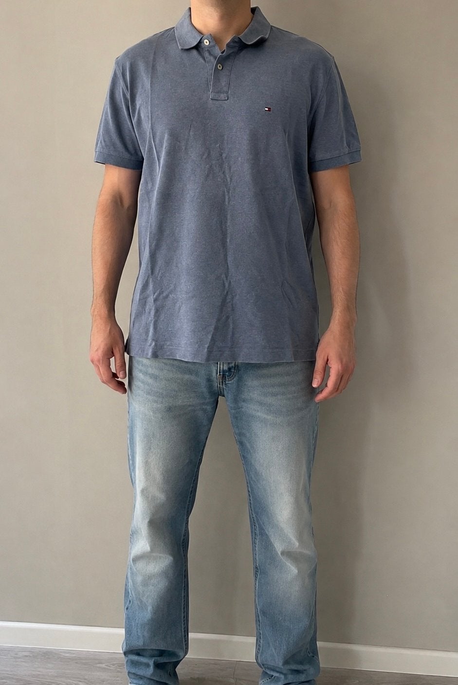 Tommy Hilfiger Custom Fit Polo - Blauw (XL) met kleine besch, Ophalen of Verzenden, Gedragen, Maat 56/58 (XL), Blauw