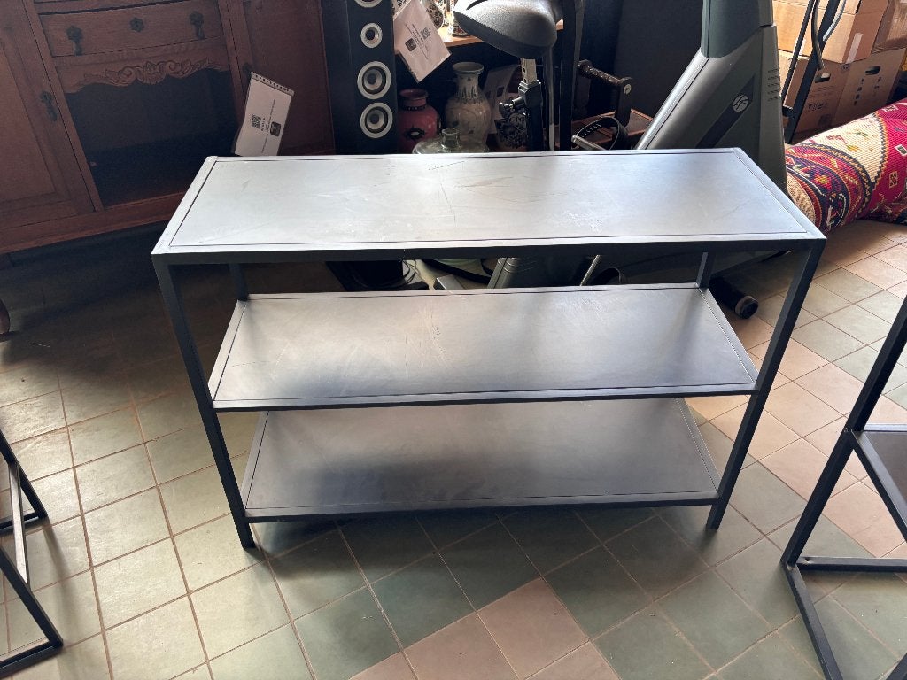 Metalen organizer industrieel open kast sidetable, Huis en Inrichting, Tafels | Sidetables, Ophalen, Gebruikt, 100 tot 150 cm