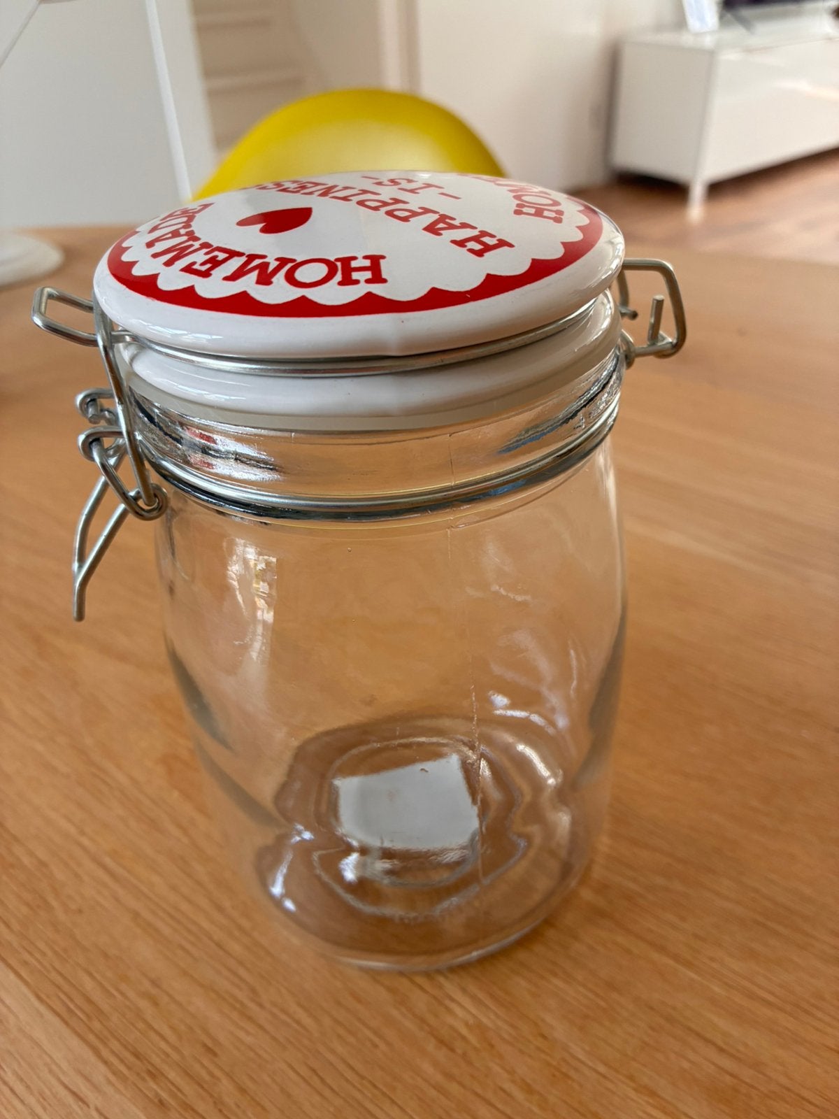 Glazen voorraadpot met keramieken deksel, Voorraadpot, Ophalen, Zo goed als nieuw, Glas