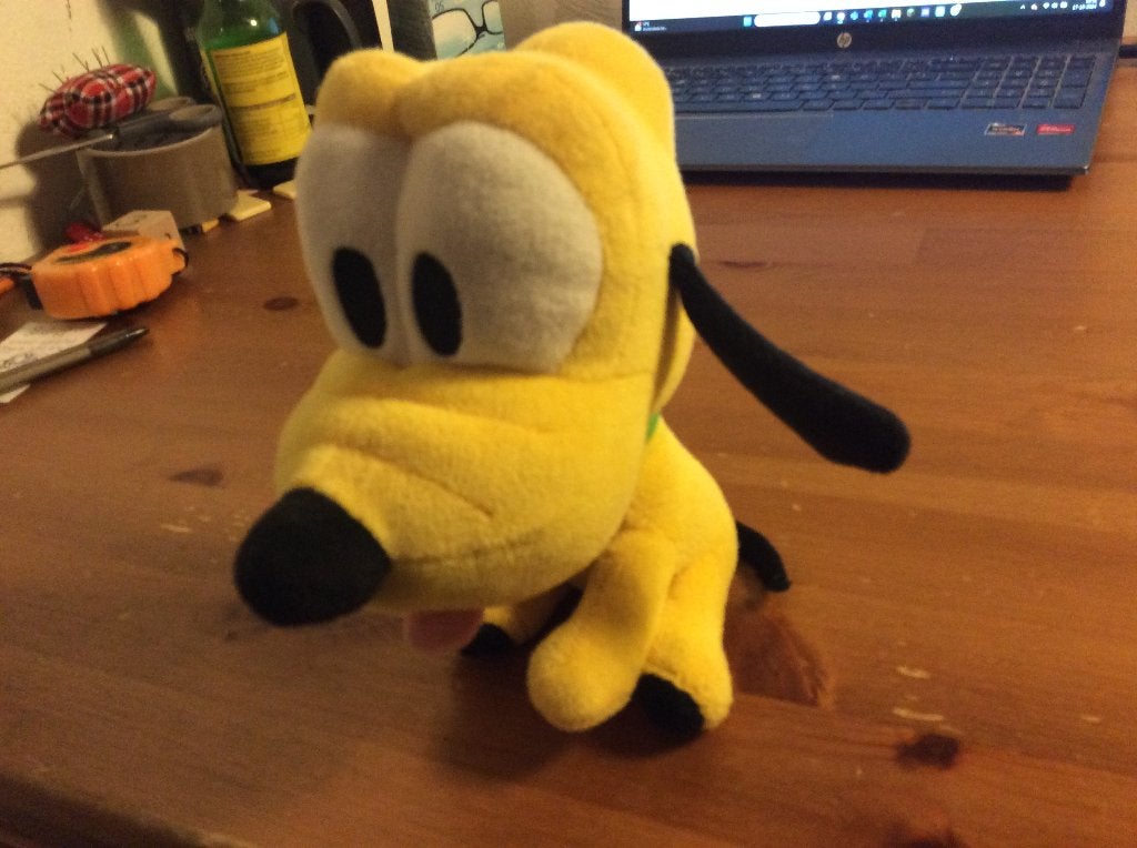 Pluto knuffel, bighead. 17 cm, Gebruikt, Disney, Geel, Hond