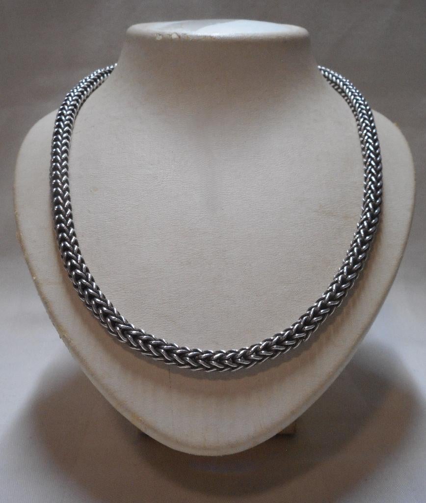 Zilveren zware vossenstaart ketting haak sluiting nr.1374, Verzenden, Zo goed als nieuw, Zilver, Zilver