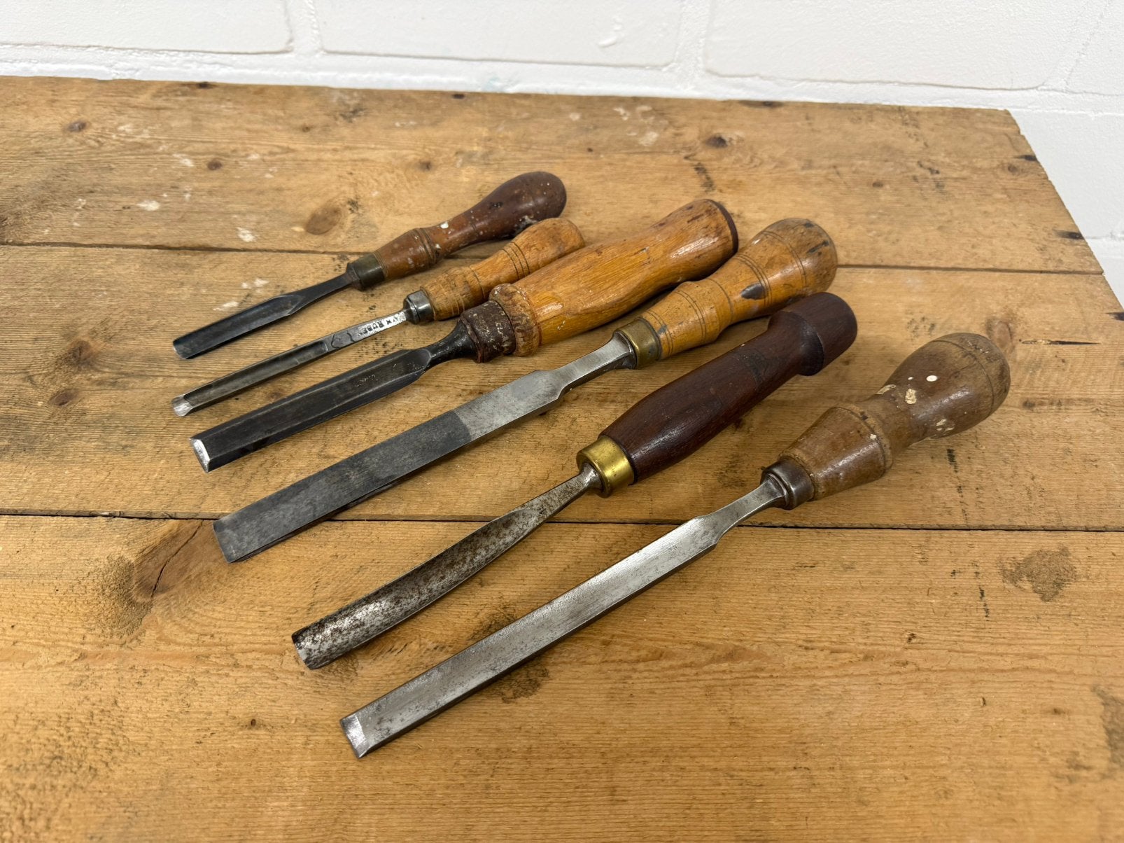 6 x oude beitel beitels guts gutsen gereedschap timmerman, Ophalen of Verzenden